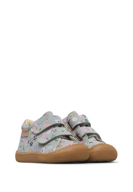 Chaussures premiers pas barefoot bébé fille en daim amur à scratch Sauge-rose 2 - vertbaudet enfant 
