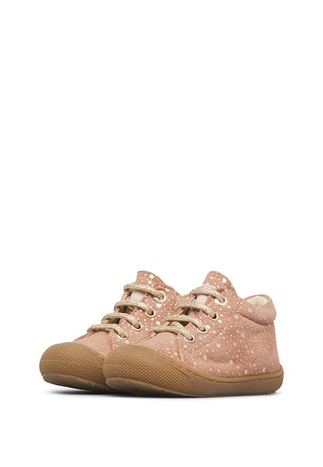 Chaussures premiers pas bébé fille en daim cocoon Beige-platine+Rose poudré-platine 10 - vertbaudet enfant 