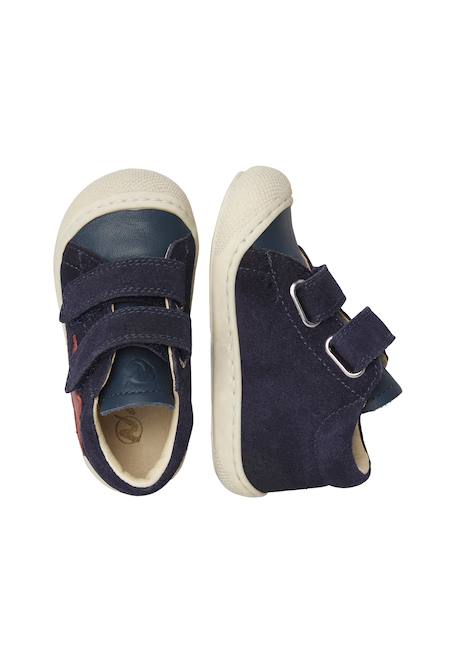 Chaussures premiers pas bébé garçon en cuir et daim kolde à scratch Bleu marine-rouge-rose+Gris-vert+Kaki-citrouille+Marron-marine 4 - vertbaudet enfant 