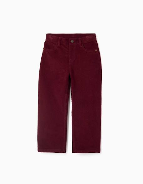 Pantalon à coupe droite en velours côtelé Rouge foncé 1 - vertbaudet enfant 