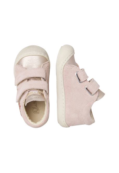 Chaussures premiers pas bébé fille en cuir et daim kolde à scratch Rose-blanc 4 - vertbaudet enfant 