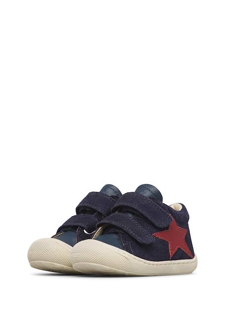 Chaussures premiers pas bébé garçon en cuir et daim kolde à scratch Bleu marine-rouge-rose+Gris-vert+Kaki-citrouille+Marron-marine 5 - vertbaudet enfant 