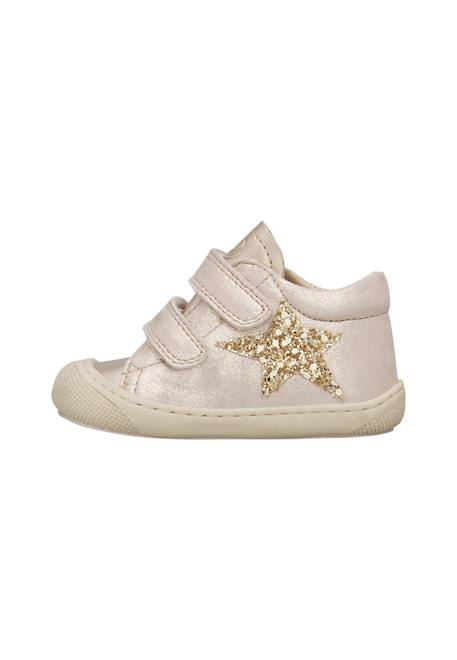 Chaussures premiers pas bébé fille en cuir et daim kolde à scratch Platine-or 3 - vertbaudet enfant 