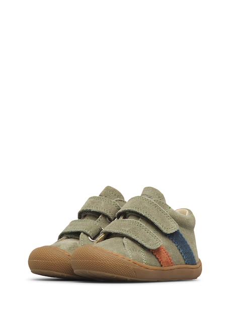 Chaussures premiers pas bébé en daim macks 2 à scratch Beige-marron+Bleu-marron+Gris-sable+Marron-kaki+Vert olive-marine 25 - vertbaudet enfant 