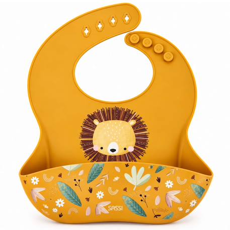 Bavoir récupérateur en silicone animaux Orange+Rose+Vert+Vert paon 1 - vertbaudet enfant 