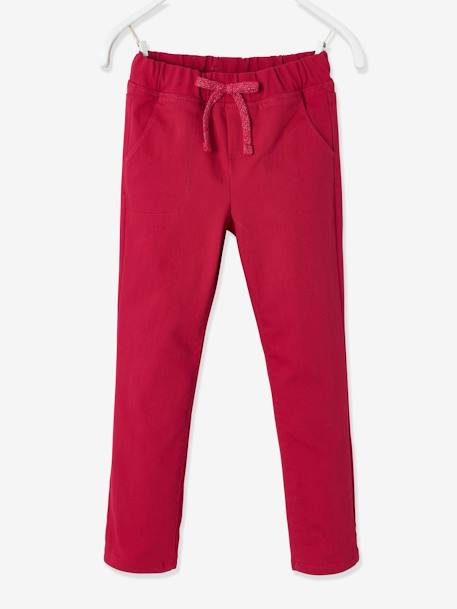 Pantalon droit indestructible fille doublé maille polaire Rouge foncé 1 - vertbaudet enfant 