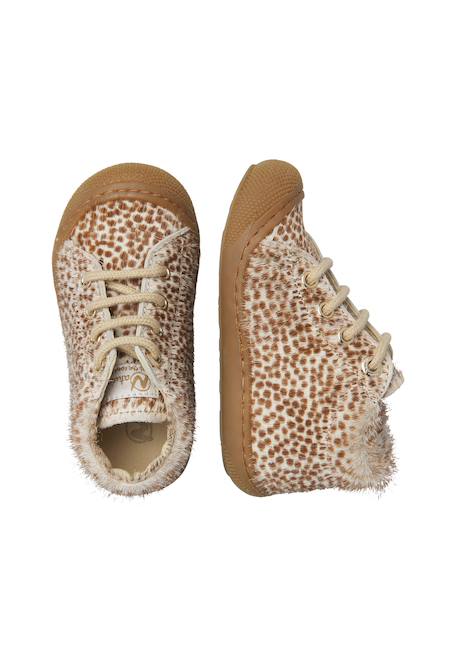 Chaussures premiers pas bébé fille en daim cocoon Marron-blanc crème 4 - vertbaudet enfant 