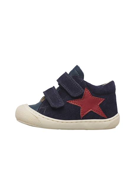 Chaussures premiers pas bébé garçon en cuir et daim kolde à scratch Bleu marine-rouge-rose+Gris-vert+Kaki-citrouille+Marron-marine 3 - vertbaudet enfant 