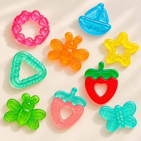 Lot de 3 anneaux de dentition réfrigérants formes cool shapes Turquoise 6 - vertbaudet enfant 