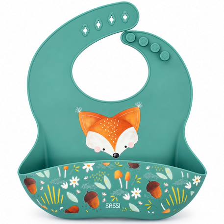 Bavoir récupérateur en silicone animaux Orange+Rose+Vert+Vert paon 19 - vertbaudet enfant 