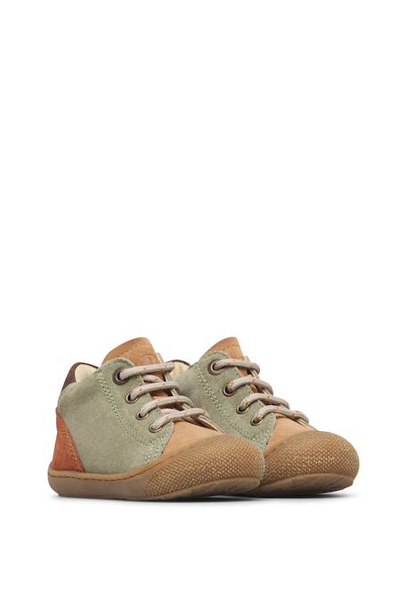Chaussures premiers pas bébé garçon en daim romy Marron-vert olive 2 - vertbaudet enfant 
