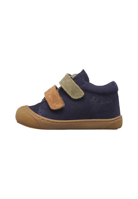 Chaussures premiers pas bébé en daim corkel à scratch Marine-marron+Rose-rose poudré 3 - vertbaudet enfant 