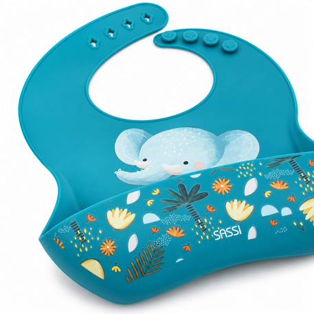 Bavoir en silicone chewy l'éléphant Bleu 3 - vertbaudet enfant 