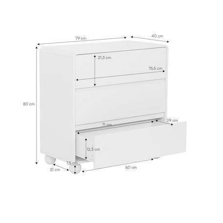Commode enfant décor bois laqué 3 tiroirs - noushka Beige 5 - vertbaudet enfant 