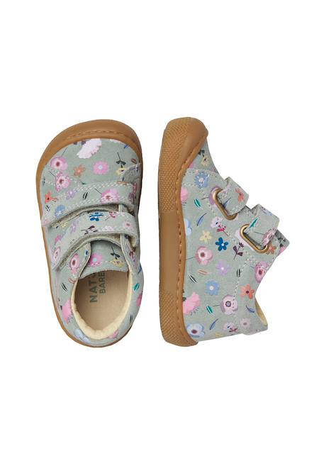 Chaussures premiers pas barefoot bébé fille en daim amur à scratch Sauge-rose 4 - vertbaudet enfant 