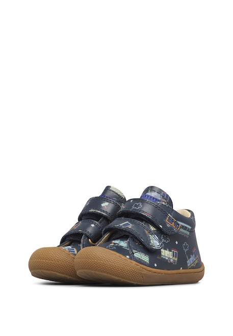 Chaussures premiers pas bébé garçon en cuir cocoon à scratch Marine-marron+Vert olive-marron 5 - vertbaudet enfant 