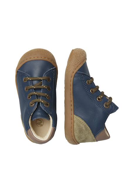 Chaussures premiers pas bébé garçon en cuir et daim romy Marine-kaki 4 - vertbaudet enfant 