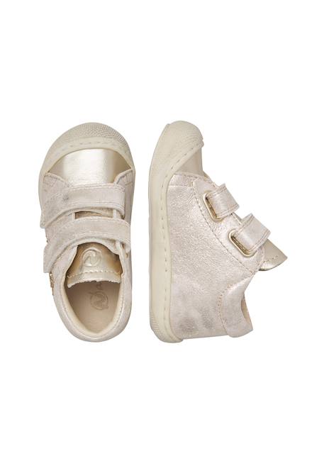 Chaussures premiers pas bébé fille en cuir et daim kolde à scratch Platine-or 4 - vertbaudet enfant 