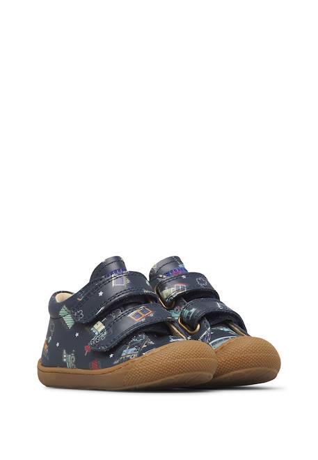 Chaussures premiers pas bébé garçon en cuir cocoon à scratch Marine-marron+Vert olive-marron 2 - vertbaudet enfant 