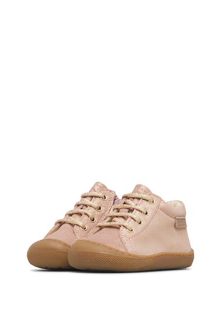 Chaussures barefoot bébé fille en daim pailleté amur à zip Rose poudré-or 5 - vertbaudet enfant 