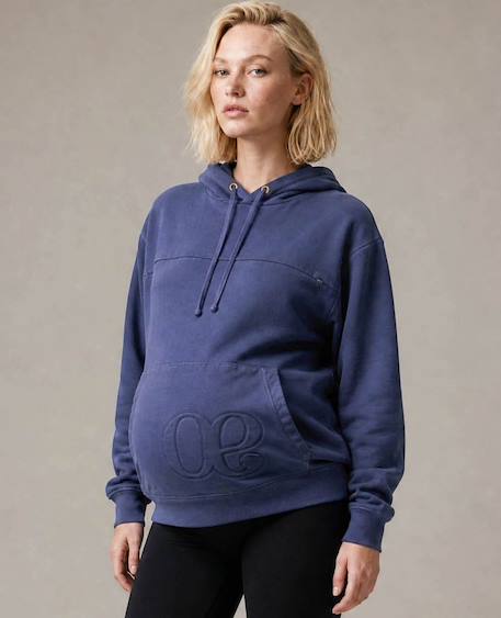 Sweat à capuche de grossesse et d'allaitement boston Bleu+Noir+Terracota 1 - vertbaudet enfant 