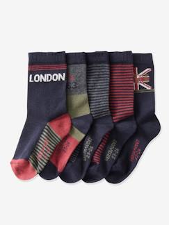 Garçon-Sous-vêtement-Chaussettes-Lot de 5 paires de mi-chaussettes garçon London BASICS