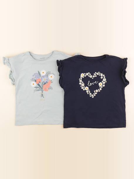 Lot de 2 tee-shirts - 5 ans Bleu, vert 1 - vertbaudet enfant 