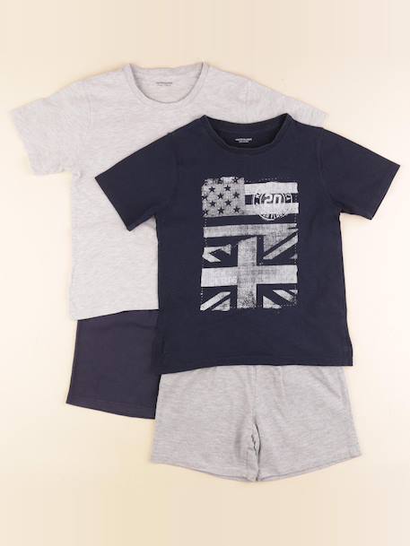 Lot de 2 pyjamas coton - 8 ans Bleu, gris 1 - vertbaudet enfant 
