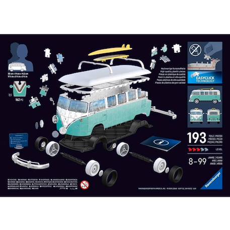 Puzzle 3d combi t1 volkswagen chrome 162 pcs Bleu 2 - vertbaudet enfant 