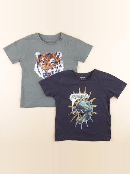 Lot de 2 tee-shirts - 8 ans Bleu, vert 1 - vertbaudet enfant 