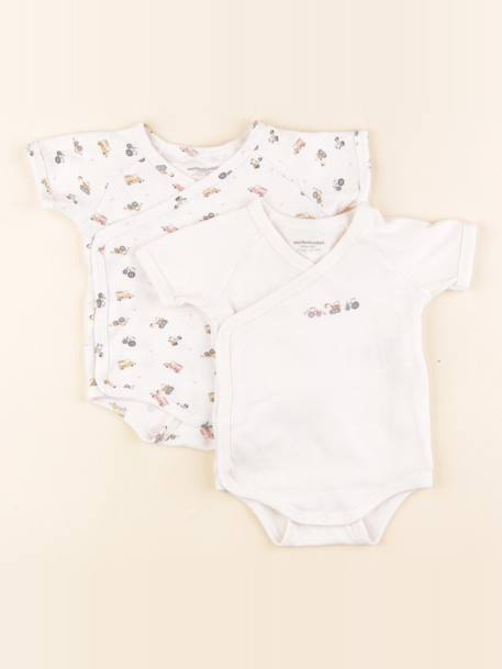 Lot de 2 bodies en coton - 6 mois Blanc 1 - vertbaudet enfant 
