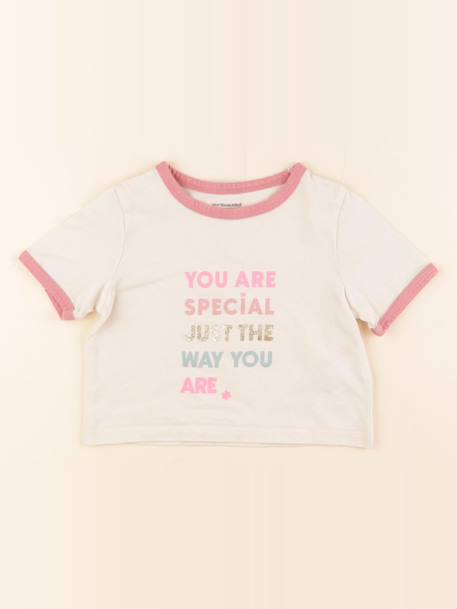 Tee-shirt - 4 ans Beige, rose 1 - vertbaudet enfant 