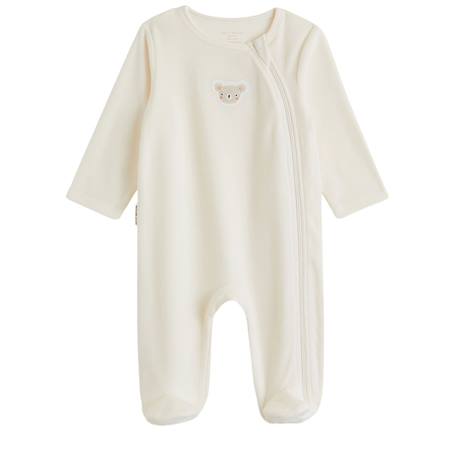 Lot de 2 pyjamas bébé en velours ouverture zippée Ecru 6 - vertbaudet enfant 