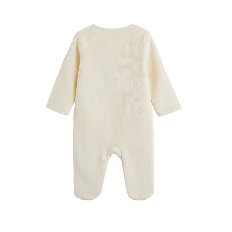 Pyjama bébé en velours ouverture pont flocon Ecru 3 - vertbaudet enfant 