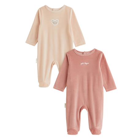 Lot de 2 pyjamas bébé en velours Rose 2 - vertbaudet enfant 