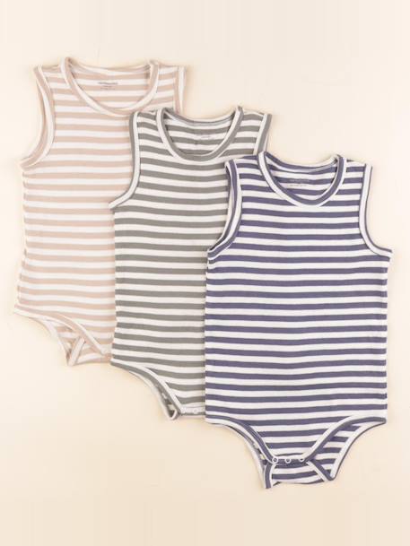 Lot de 3 bodies en coton - 36 mois Beige, bleu, vert 1 - vertbaudet enfant 