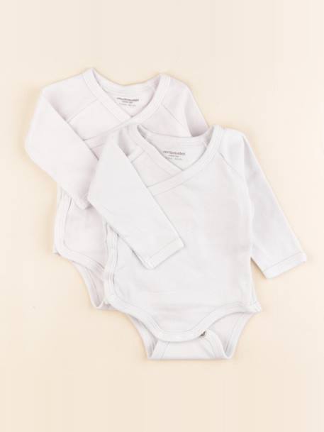 Lot de 2 bodies en coton - 3 mois Blanc 1 - vertbaudet enfant 