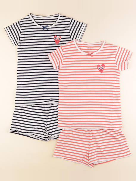 Lot de 2 pyjamas coton - 10 ans Bleu, rose 1 - vertbaudet enfant 