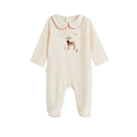 Pyjama bébé en velours grace Ecru 2 - vertbaudet enfant 