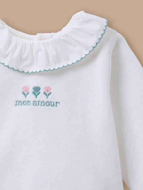 Dors-bien velours brodé bébé Blanc doux 2 - vertbaudet enfant 