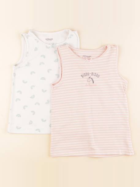 Maillot de corps - 5 ans Blanc, rose 1 - vertbaudet enfant 