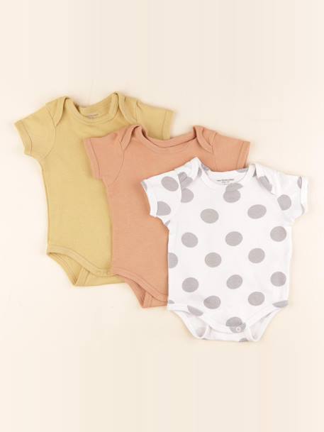 Lot de 3 bodies en coton - 6 mois Gris, marron 1 - vertbaudet enfant 