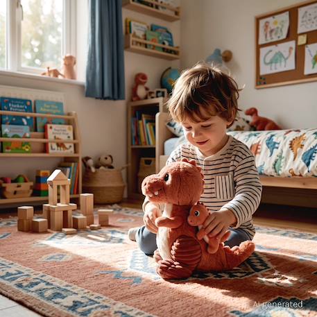 Peluche t-rex maman et son bébé Rouge 2 - vertbaudet enfant 