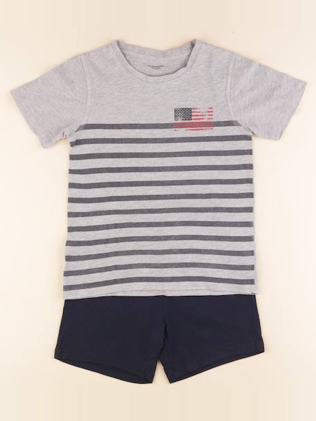 Pyjama coton - 8 ans Bleu, gris 1 - vertbaudet enfant 