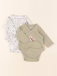Lot de 2 bodies en coton - 0 mois  - vertbaudet enfant