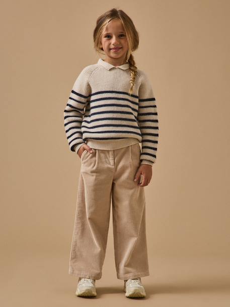 Pull laine mérinos fille - cyrillus x les 3 tricoteurs Marine/ecru 4 - vertbaudet enfant 