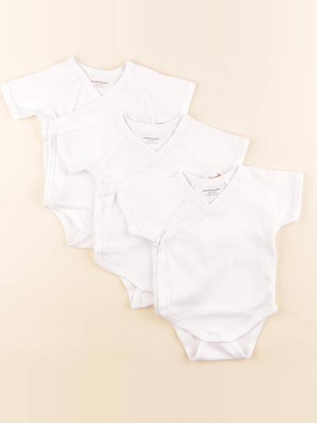 Lot de 3 bodies en coton - 3 mois Blanc 1 - vertbaudet enfant 