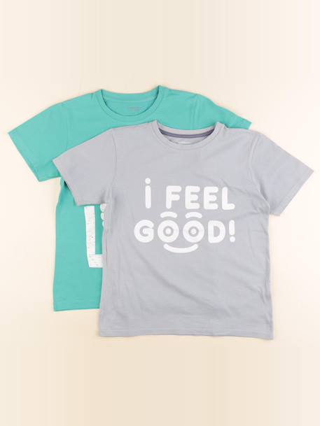 Lot de 2 tee-shirts - 10 ans Bleu, vert 1 - vertbaudet enfant 