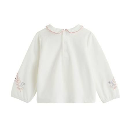 Pyjama bébé 2 pièces en velours à pieds retroussables cléo Ecru 3 - vertbaudet enfant 