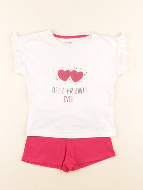 Pyjama coton - 4 ans Blanc, rose 1 - vertbaudet enfant 